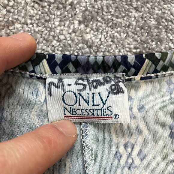 Only Necessities Blouse Shirt womens 1X Blue Gray Geometric Stretch Long Sleeve - Picture 5 of 10